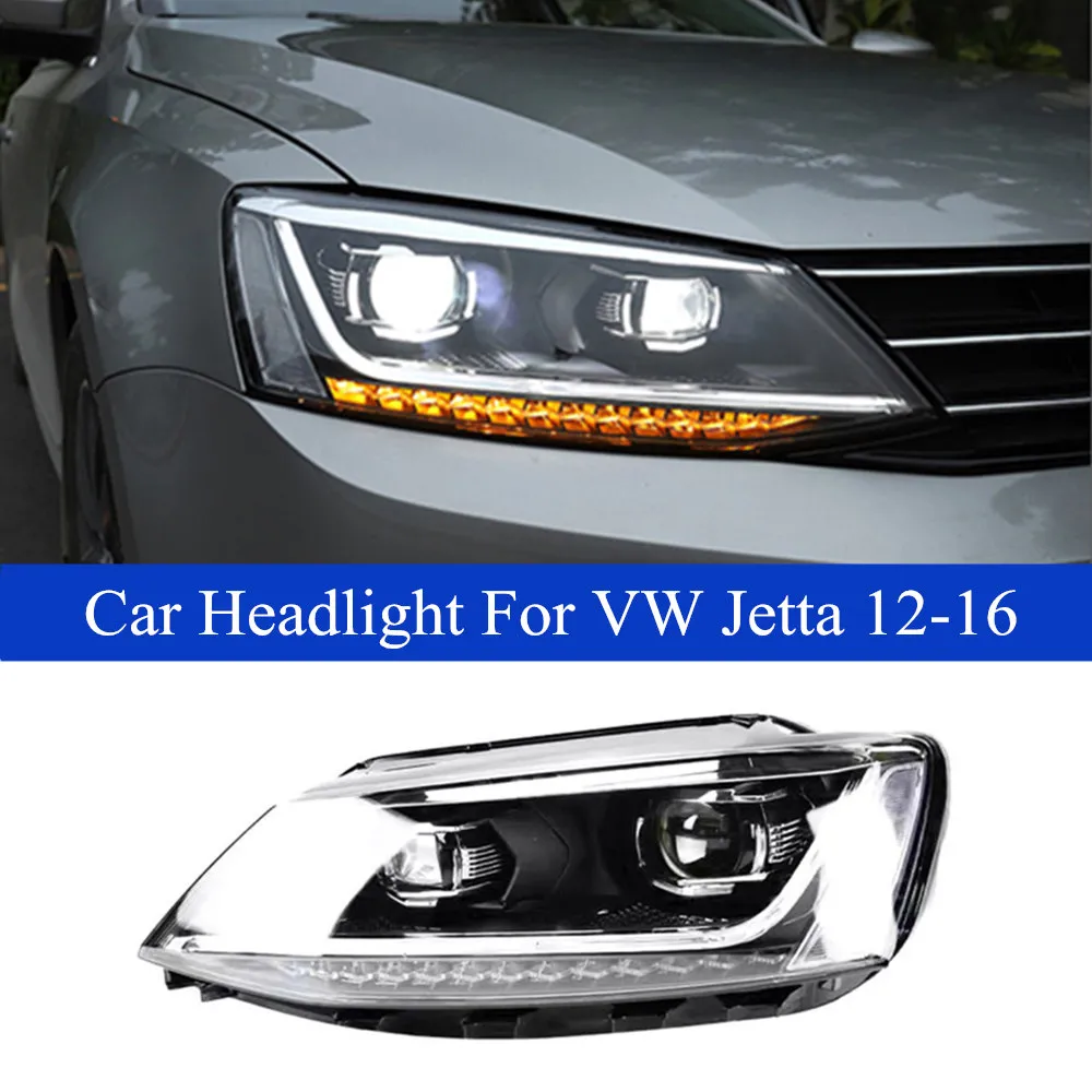 Car Brake Head Light Headlamp Assembly For VW Jetta Sagitar MK6 LED Dynamic Turn Signal Headlights High Beam Lamp 2012-2016