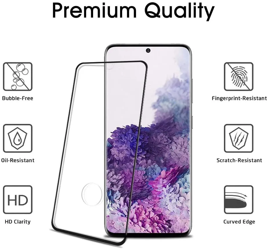 Протектор экрана изогнутый 9H твердость для Samsung S22 PLUS Ultra Edge Clee No Holed Print Print Touch Sensitive Bubble Бесплатное закаленное стекло