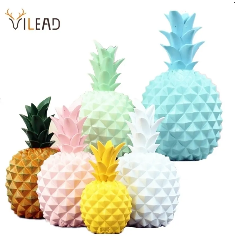 VILEAD Resin Pine Piggy Bank Miniatures Figurines Pine Model Money Box Fruit Decoration Creative Home Decor 210811