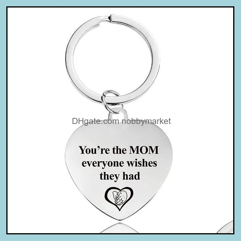 Fashion Stainless Steel Lettering Heart Key Rings Lovers Mum Friendship Sisters Silver Car Keychains Jewelry Mothers Day Good Friend Christmas