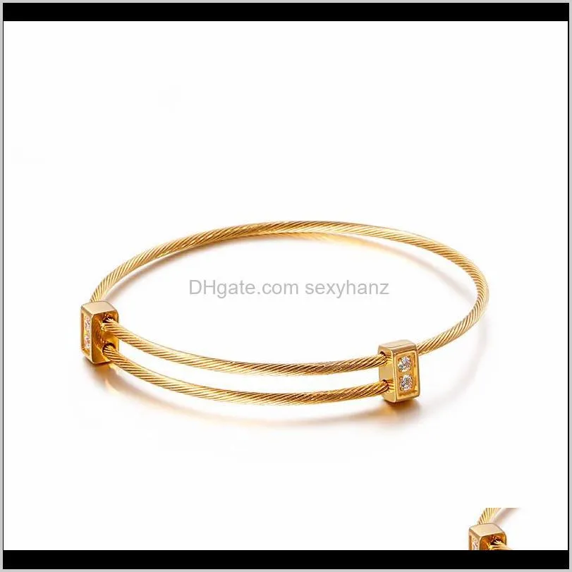 women fashion bangles bracelets stainless steel zircon twisted link bracelets for women pulseras mujer bohemia jewelry