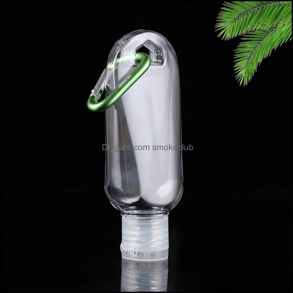 Hand Sanitizer Refillable Bottle 50ML Clear Plastic Disinfection Alcohol Portable Empty Bottles with Hook Key Ring OOA8335