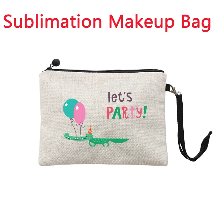 Sublimation Blanks Cosmetic Bag Favor Linen Multi-function Coin Purse Soild Color Mobile Phone Bags Outdoor Portable Makeup Pouch