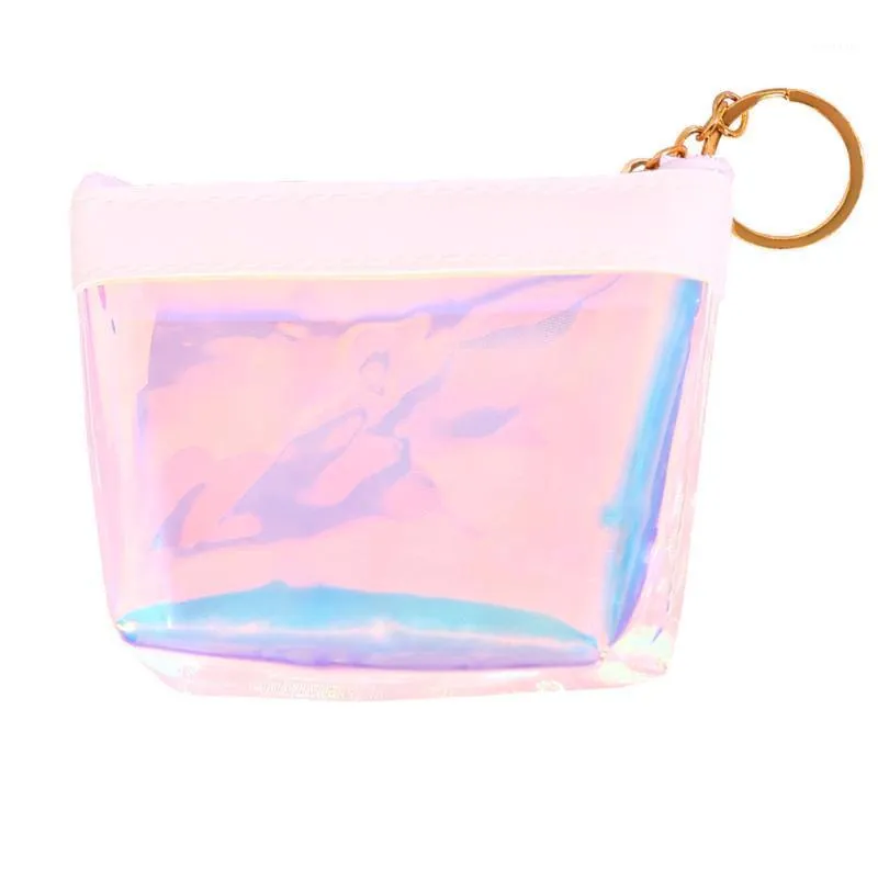 Holographic Coin Purse Bag Transparent Laser Jelly Key Cute Wallet Change Storage Bags