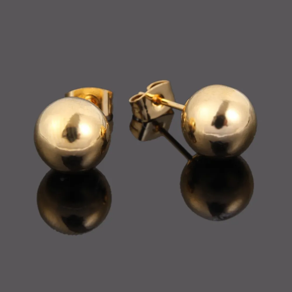 Großhandel Ohrstecker, 10 mm, Kugel-Ohrring, 18 K Gelb, Feingold, Form, klassisches Design, Ohrringe für Damen, Schmuck