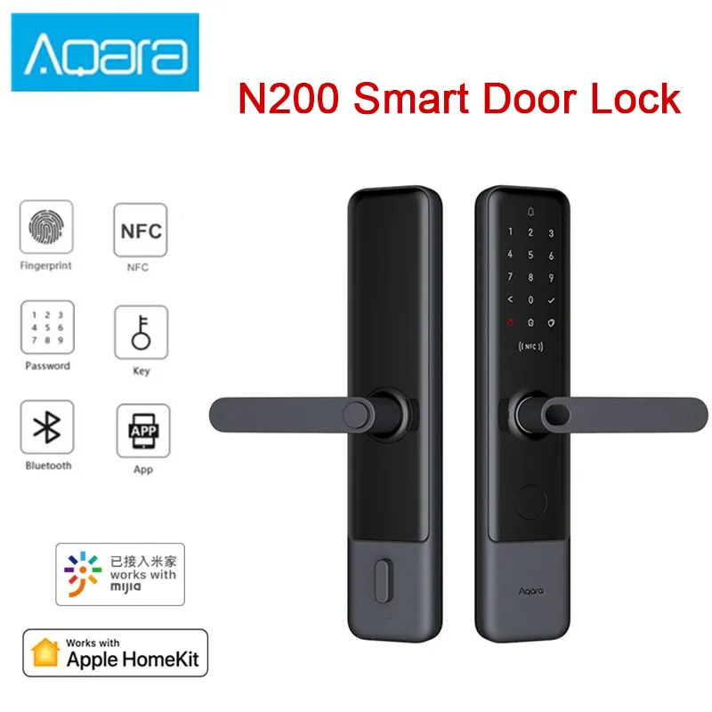 Aqara N200 Smart Bloqueio de Porta Fingerprint Fingerprint Bluetooth Senha NFC desbloqueio funciona para Mijia Apple HomeKit Linkage Inteligente com Campainha