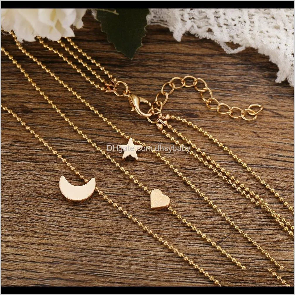 women bohemian necklace gold pendant necklace clavicle chain creative retro simple star moon love style pendant necklace jewelry