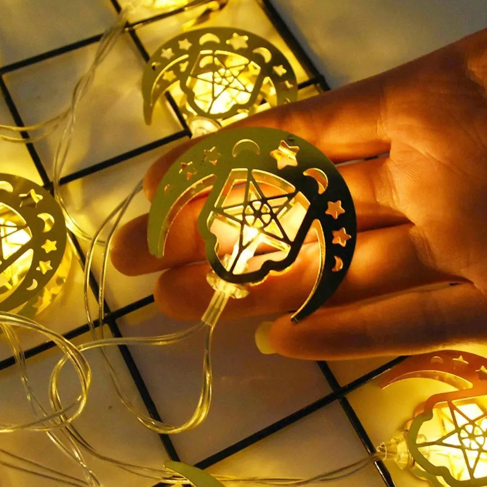 Ny 2021 Muslim String Islam Eid Supplies Night Light Led Moon Star Lampa för Home Festival Party Decoration