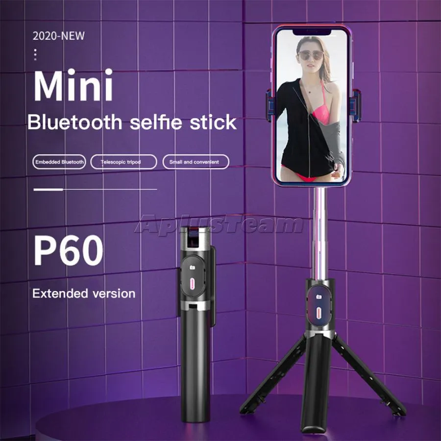 Wysokiej jakości Roreta 3 w 1 Bezprzewodowa Bluetooth Selfie Stick Składany Mini Stripod Expandable Monopod Dla iPhone IOS Android P60