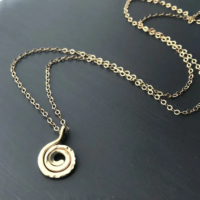 Забитое круглое ожерелье Handmade Gold заполнено / 925 серебряные колье круглые подвески