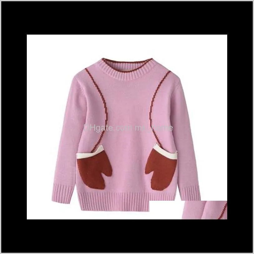 aile rabbit new autumn winter children`s wear long sleeve sweater girls soft warm fashion ins new year apparel gloves