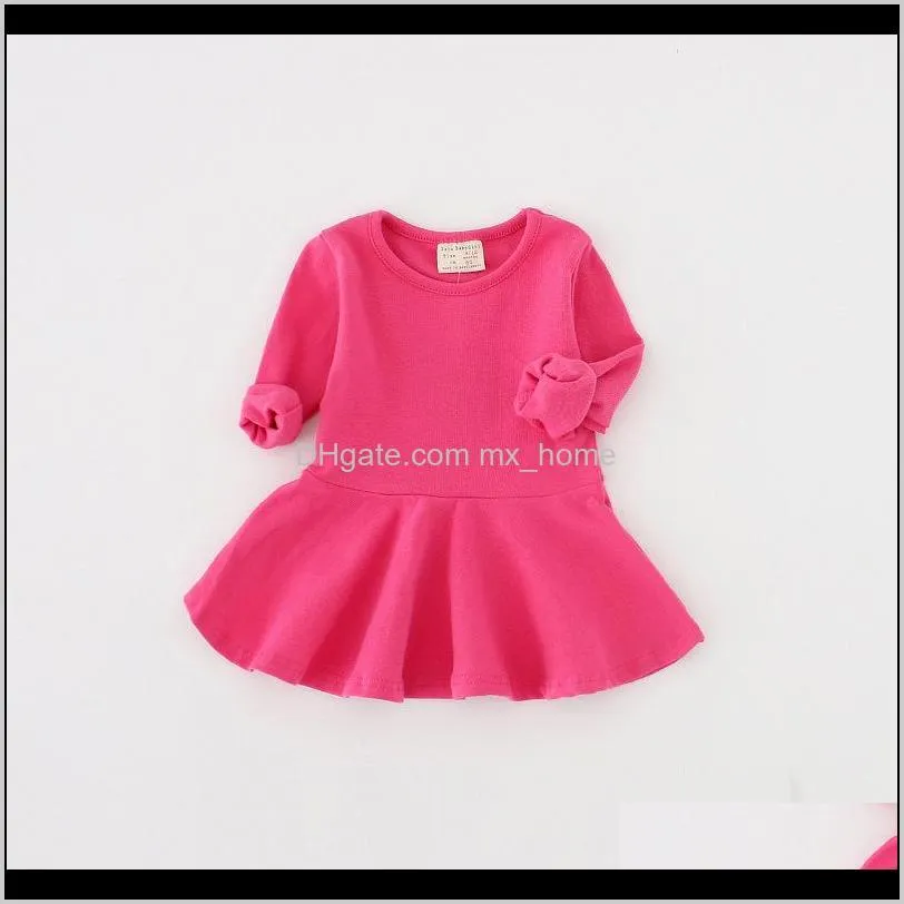 baby girls dresses 7 colors brief candy colors long sleeve cotton ruffle dress kids dress girls 9m-2t