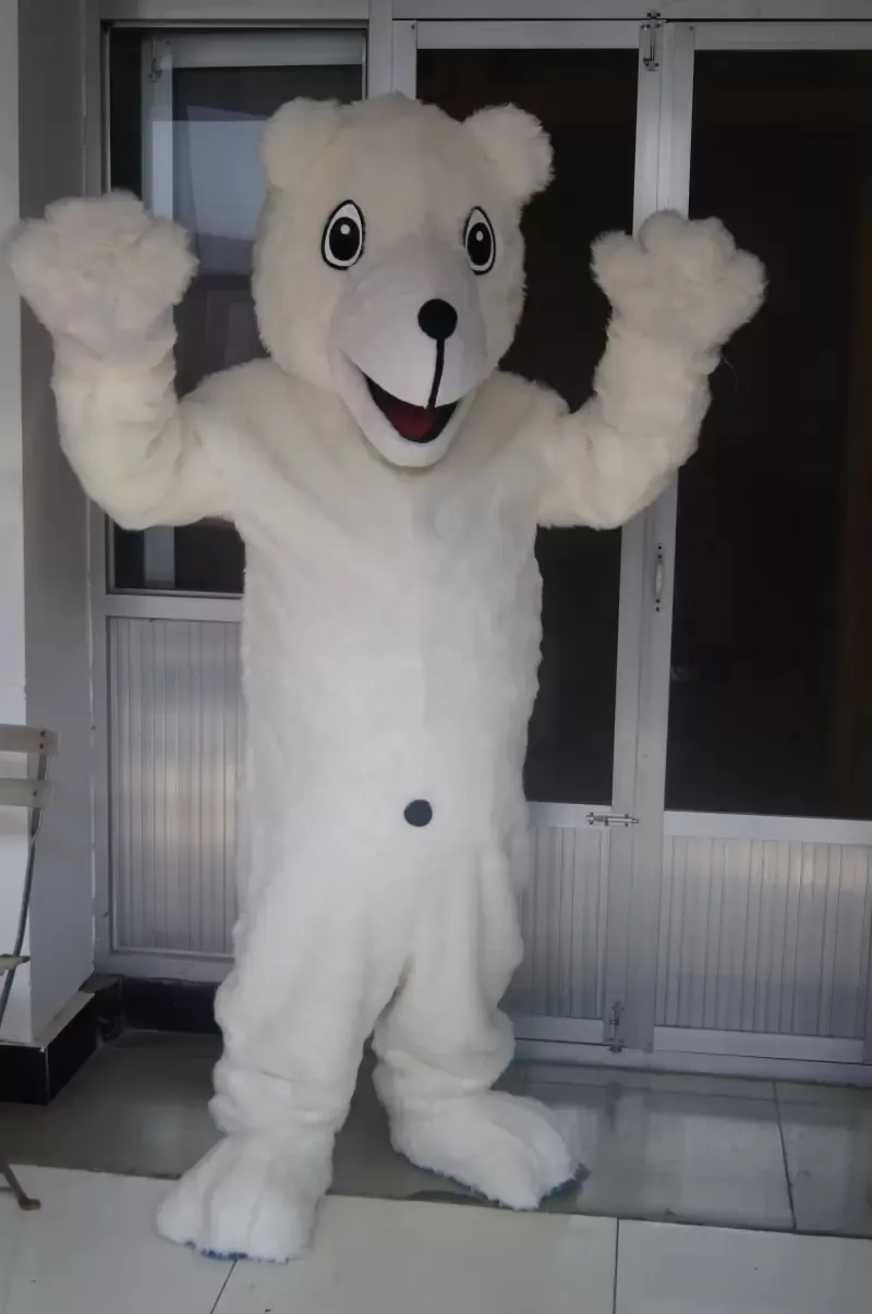 Robe de festival Costumes de mascotte d'ours blanc Carnaval Hallowen Cadeaux Unisexe Adultes Fantaisie Jeux de fête Tenue de vacances Célébration Tenue de personnage de dessin animé