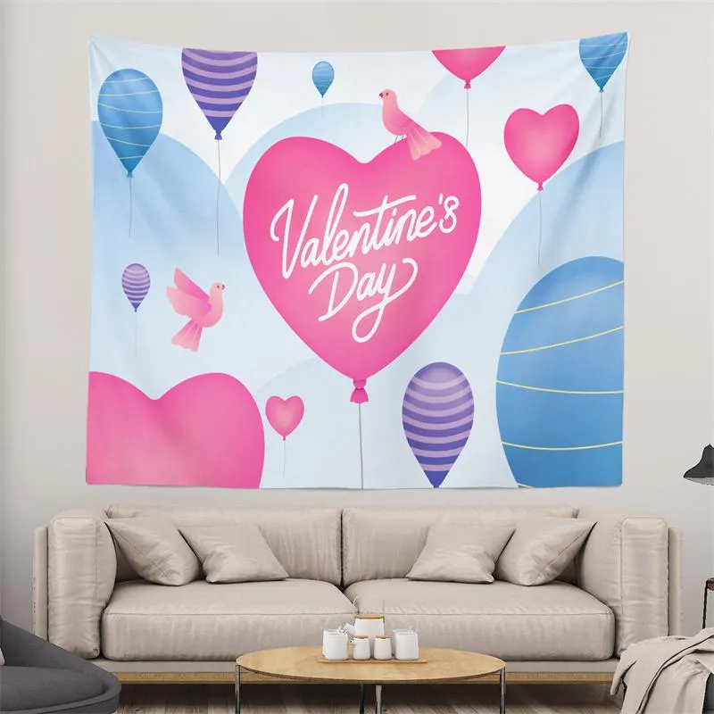 Valentine Day Tapestry Wall Hanging Loving Heart Valentine Backdrop for Bedroom Room Dorm Party Decor 150*130cm