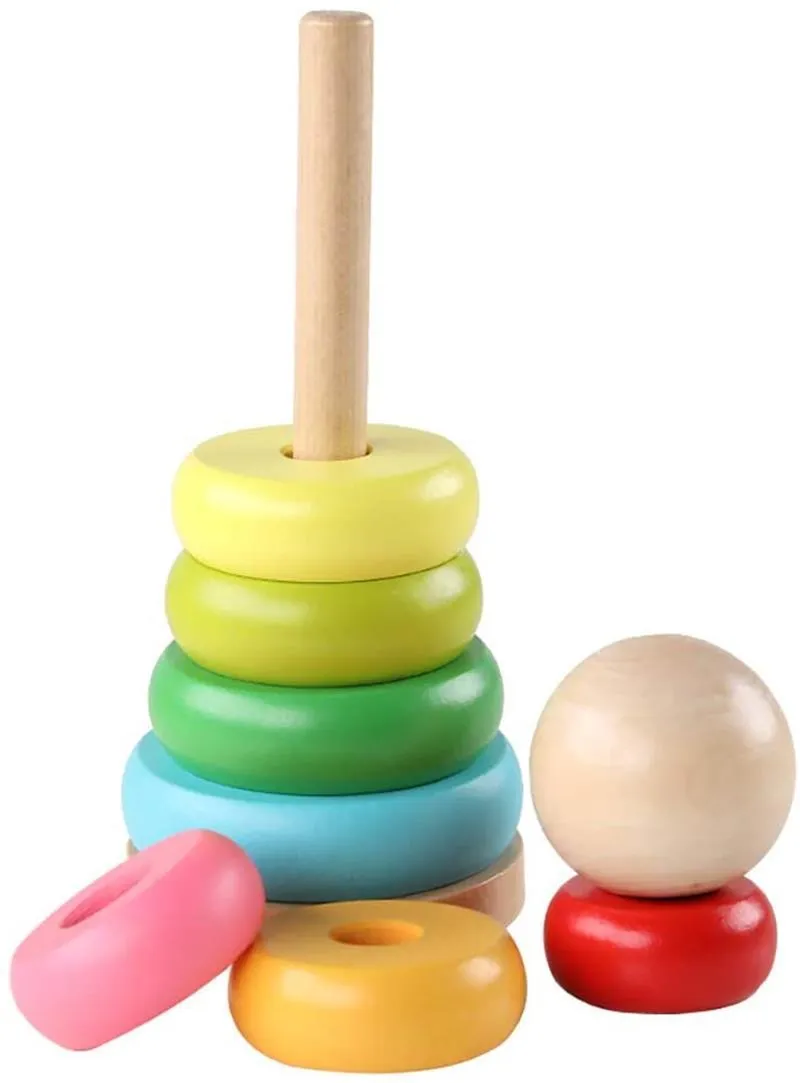 Anneaux empilables jouet en bois pour tout-petits jouets d'apprentissage pour 18 mois 2 ans bébé garçons filles