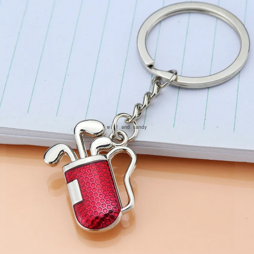 UPDATE Sport Gold Golf Club Key Ring Red Metal Golf Bag Keychain Bag Hangings Women Men Fashion Jewelry Will and Sandy