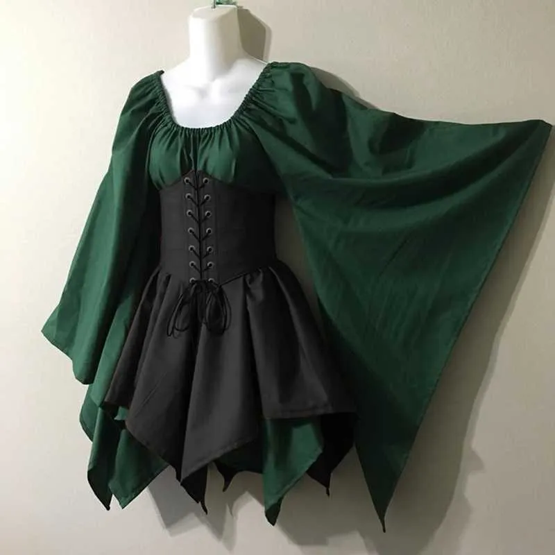 Medieval Renaissance gothic dress - Horn Sleeves, High Waisted, Casual & Comfortable for Autumn/Winter