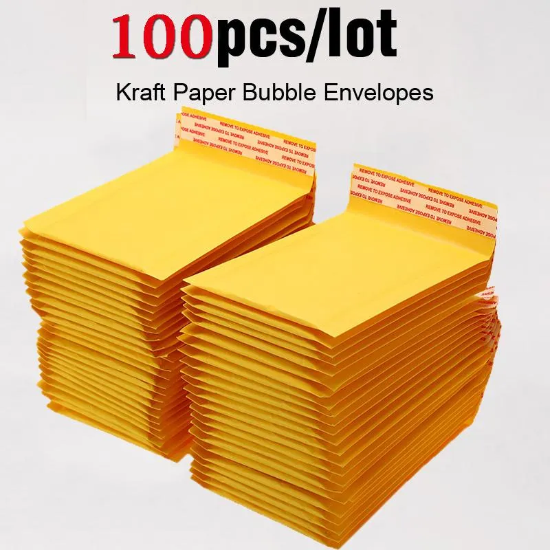 50pcs Kraft Papier Bulle Enveloppes Courriers Rembourrés Enveloppe