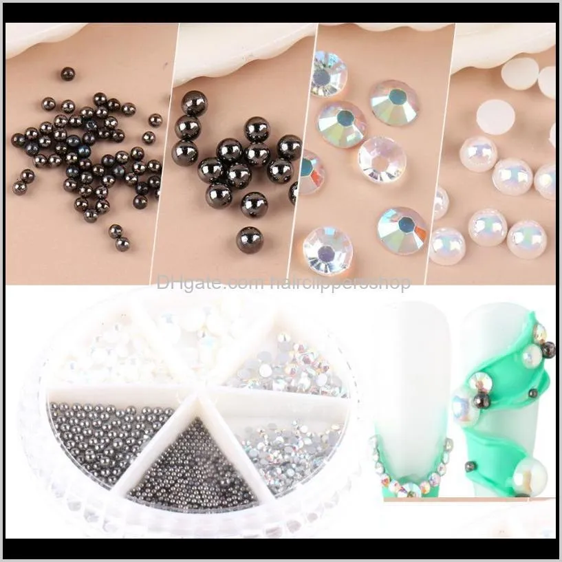 1 box rhinestones for nails caviar beads pearls diy ballet nail art decorations cristal diamonds 3d manicure supplies la1780