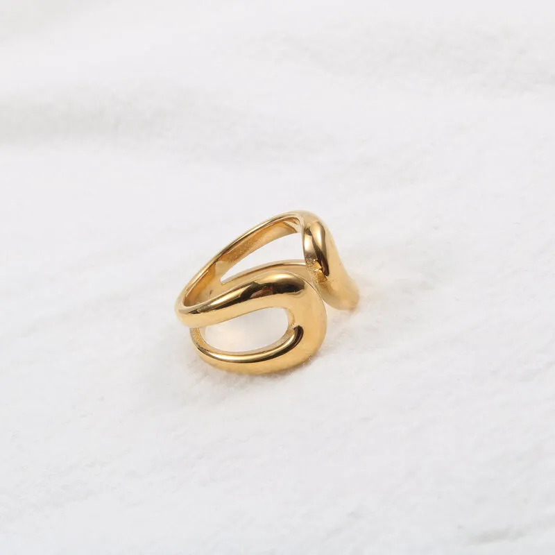 Stainless Steel Design Of 2021 Trend Geometry Metal Ring Gift For Women's Pleated Gold Vintage Love Korean Style Jewelry