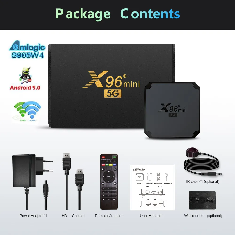 X96 Mini 5G Android 9,0 TV Box X96Mini Smart 2GB 16GB Amlogic S905W4