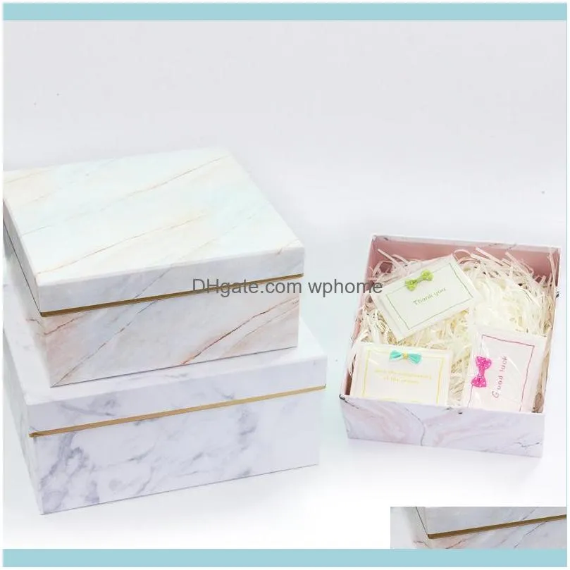 Gift Wrap 3Pcs Marble Box Square Round Birthday Jewelry Underwear Storage Wedding Party Product Packaging1