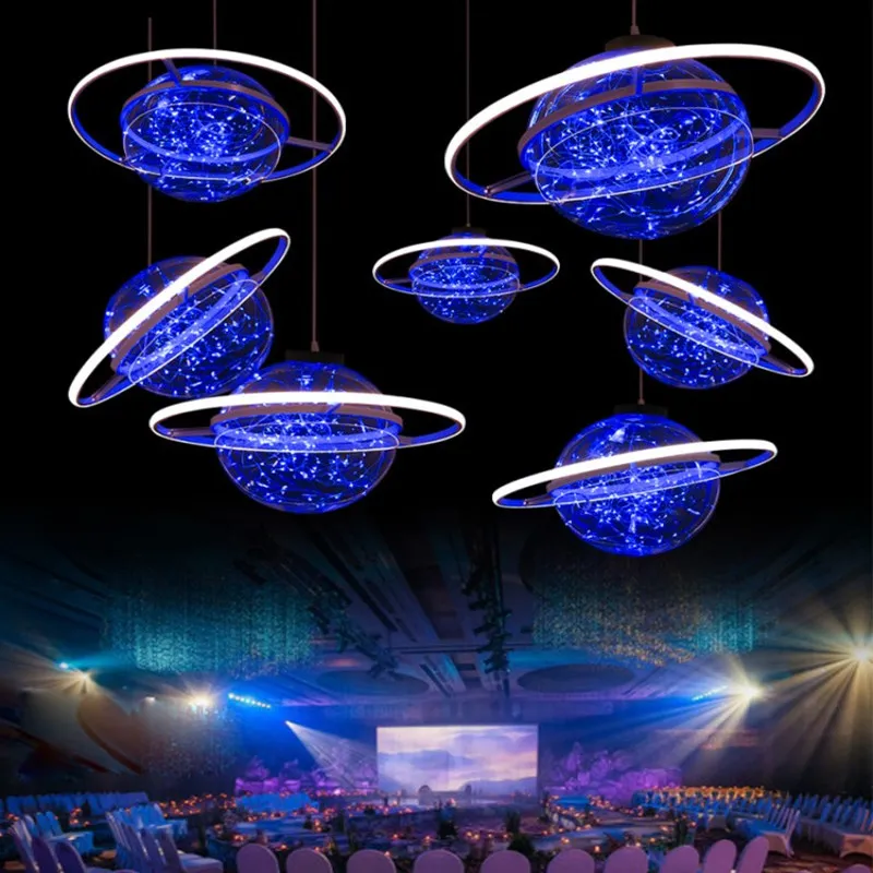 Wedding Decoration Luxury Glow LED Star Ball Space Planet Hanging Ornament For Party Stage Ceiling 4 PCS