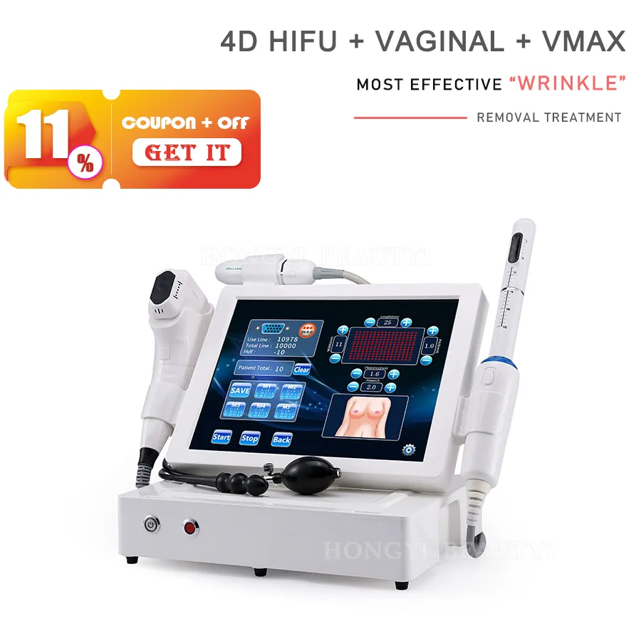 Draagbare Vmax HIFU Gezicht Lifting Huid Draai Slanke Machine Vaginale Aanscherping 3D HIFU Rimpel Verwijdering Echografie Lichaam Contouren