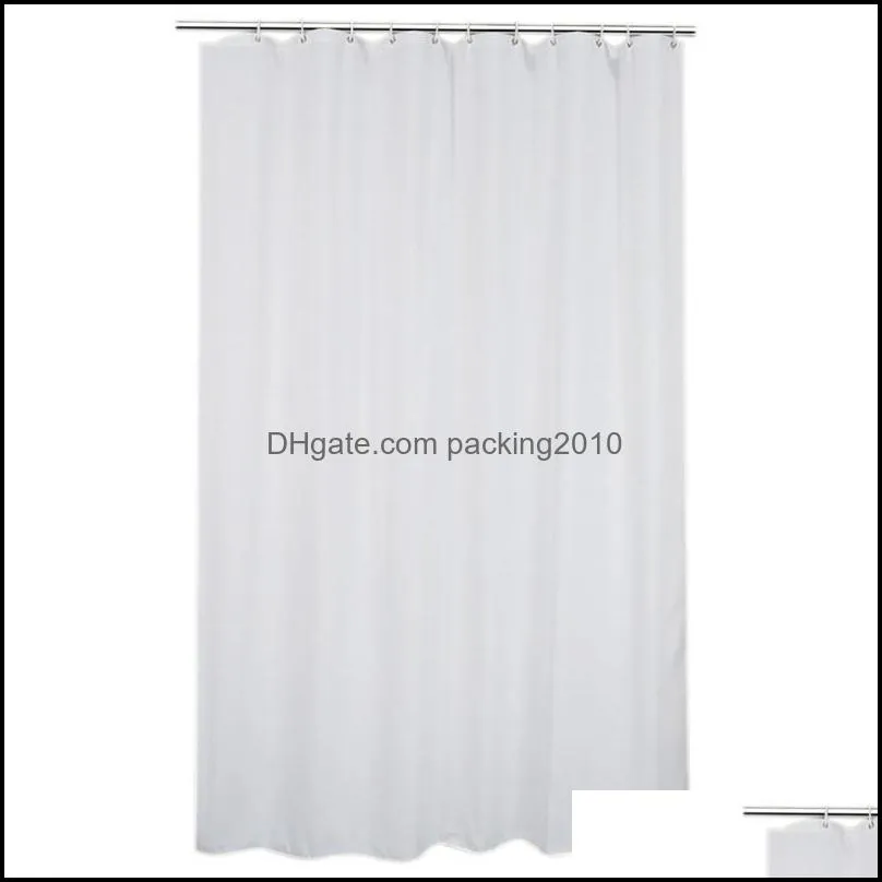 Waterproof White Extra Long Bath Curtain Plain Extra Wide Shower Curtain Washable With Hooks Ring