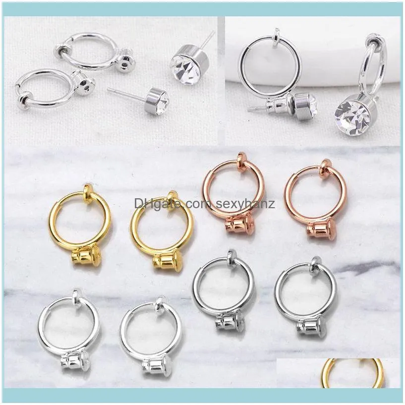 Pair Clip On Hoop Earring Converters No-pierced Turn Any Stud Into A Clip-On Jewelry Pouches, Bags