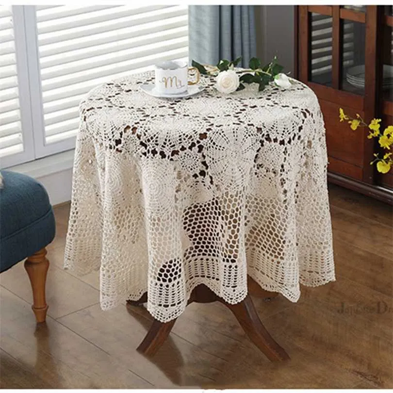 Super elegant bordsöverdrag Nordic Pastoral Lace Cloth Crochet Square Cloths Dining Servetter Julkläder Försäljning 211103