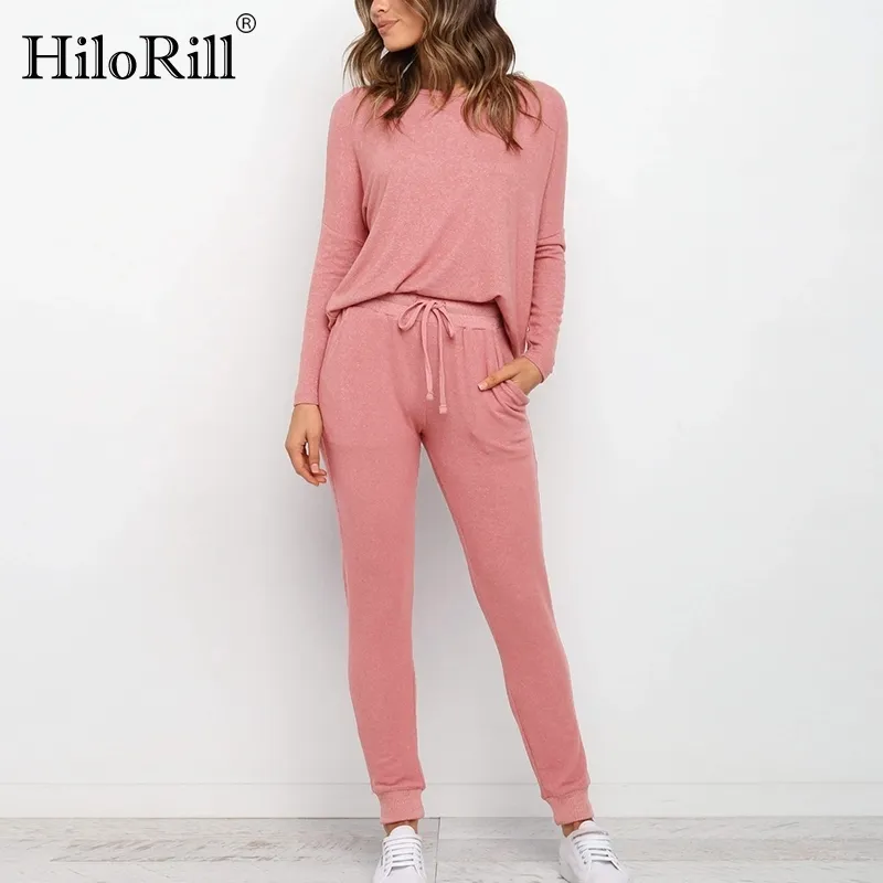Women Solid 2 Piece Set Casual Tracksuit Batwing Long Sleeve Pullover Sweater With Pencli Pants Outfits 210508