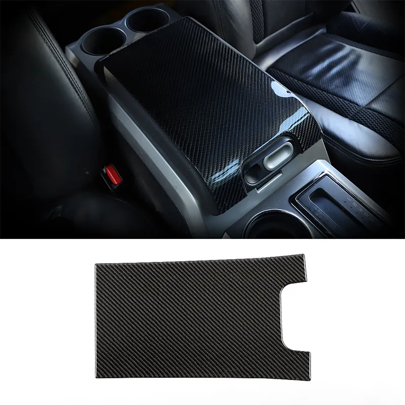 Autocollant de décoration de couverture de boîte d'accoudoir central intérieur pour Ford F150 Raptor 2009-2014 en Fiber de carbone