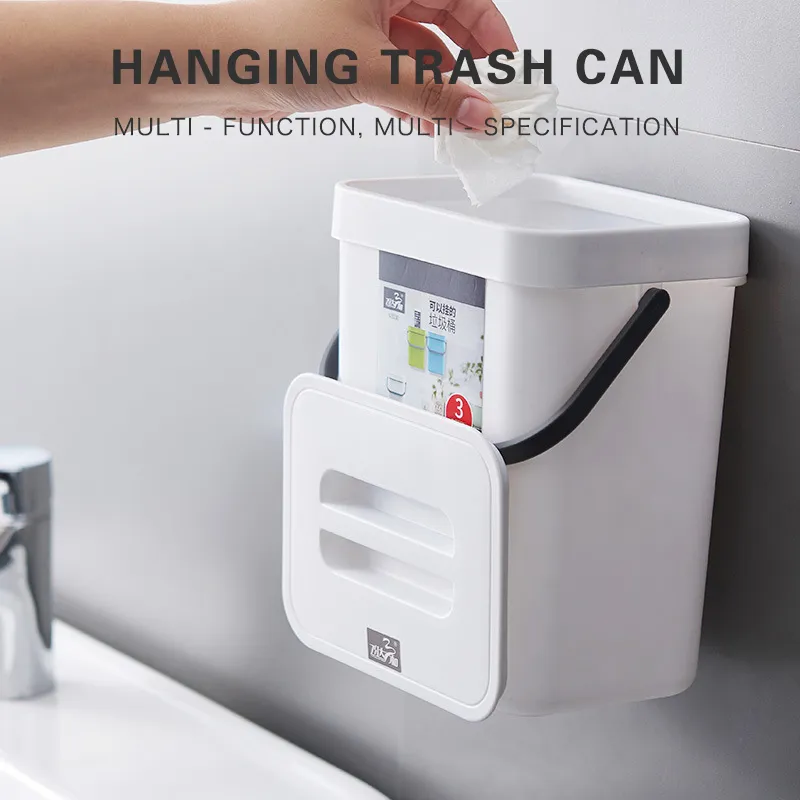 Wall Mounted Folding Trash Kitchen Hanging Waste Bin Living