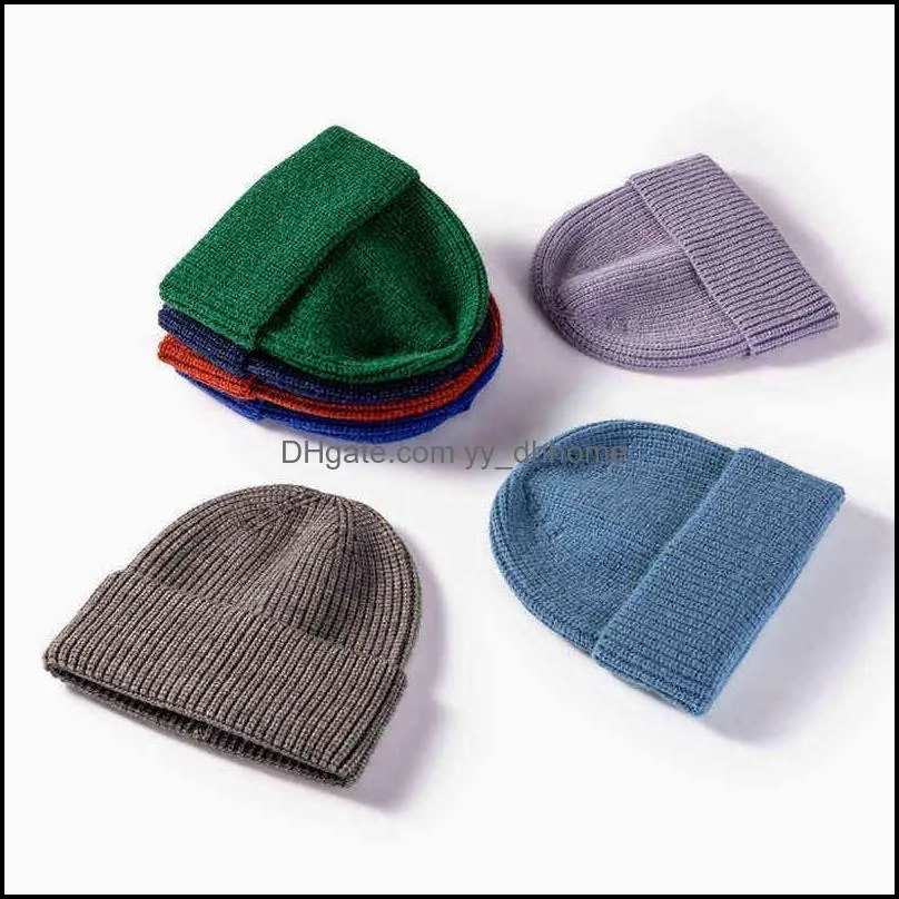 VISROVER18 colors Autumn winter Solid color acrylic beanies for man and woman acrylic unisexWarm cap Casual High Quality 211228