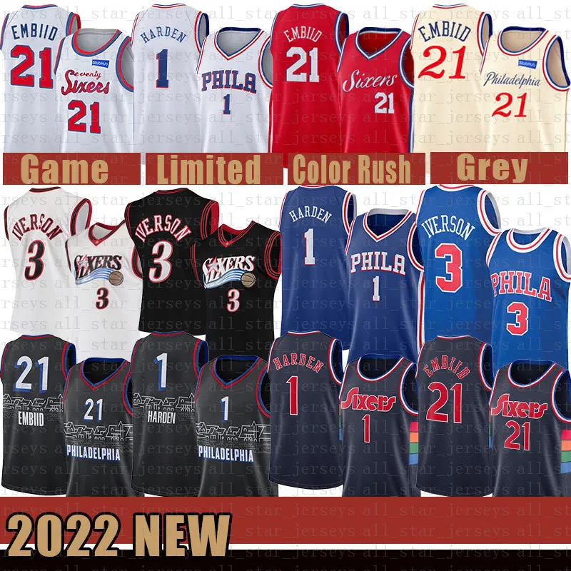 قمصان كرة السلة جيمس 1 هاردن فيلادلفياس 76er جويل 21 إمبيد رخيصة ألين 3 إيفرسون مان جوليوس 6 إيرفينج فوغ