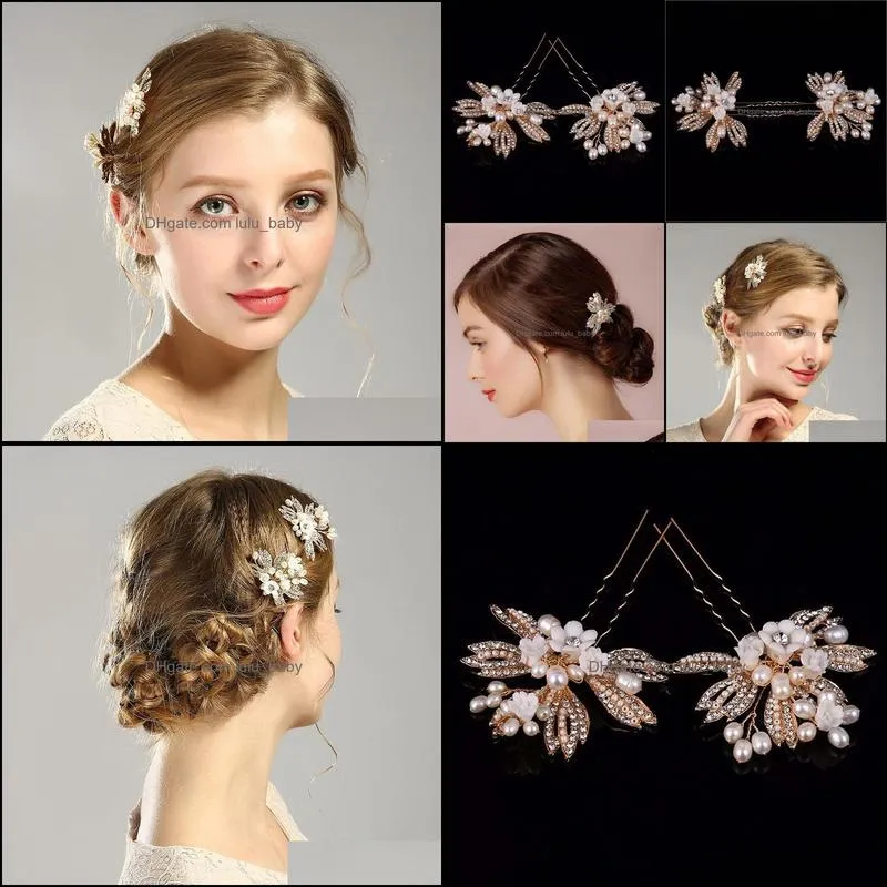 Hair Clips & Barrettes 1pc U Shaped Hairpins Crystal Pearls Sticks Forks Wedding Accessories Bride Noiva Veil Decor Jewelry
