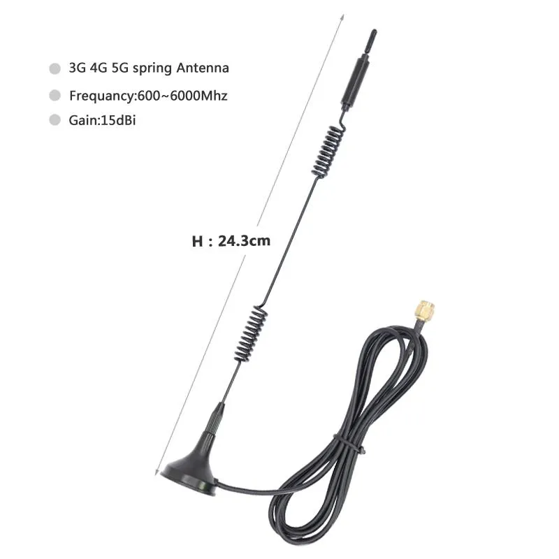 5G/4G/3G Outdoor Antenna - 698-3800 MHz, 15 DBi Gain, 30cm SMA Cable, Silver-1072708