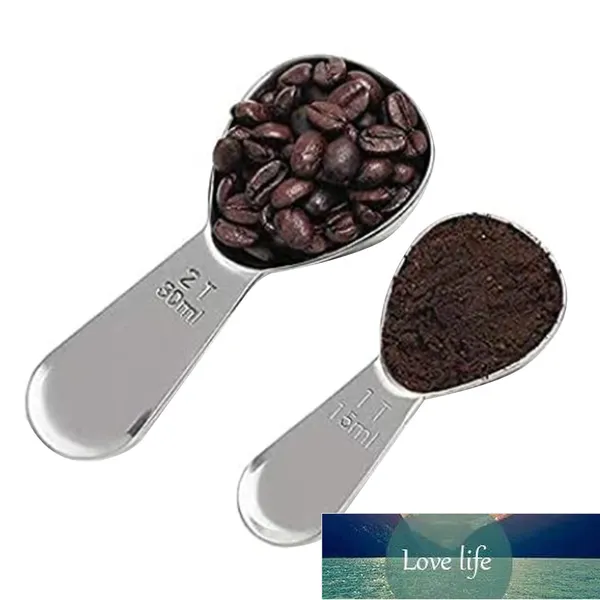 2 unids acero inoxidable copa de medición cuchara de café cuchara de medición de mango corto adecuado para café de té de café (15 ml y 30 ml)