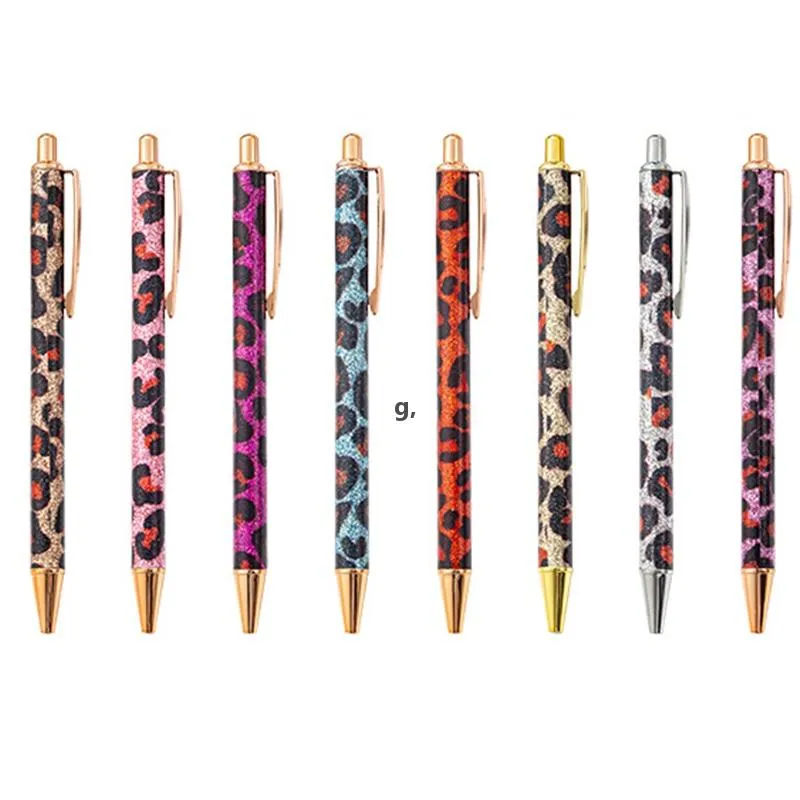 Leopard Kugelschreiber, einziehbare schwarze Tinte, Metall-Schreibstifte, mittlere Spitze, 1 mm, Zuhause, Schule, Bürobedarf, RRE12516