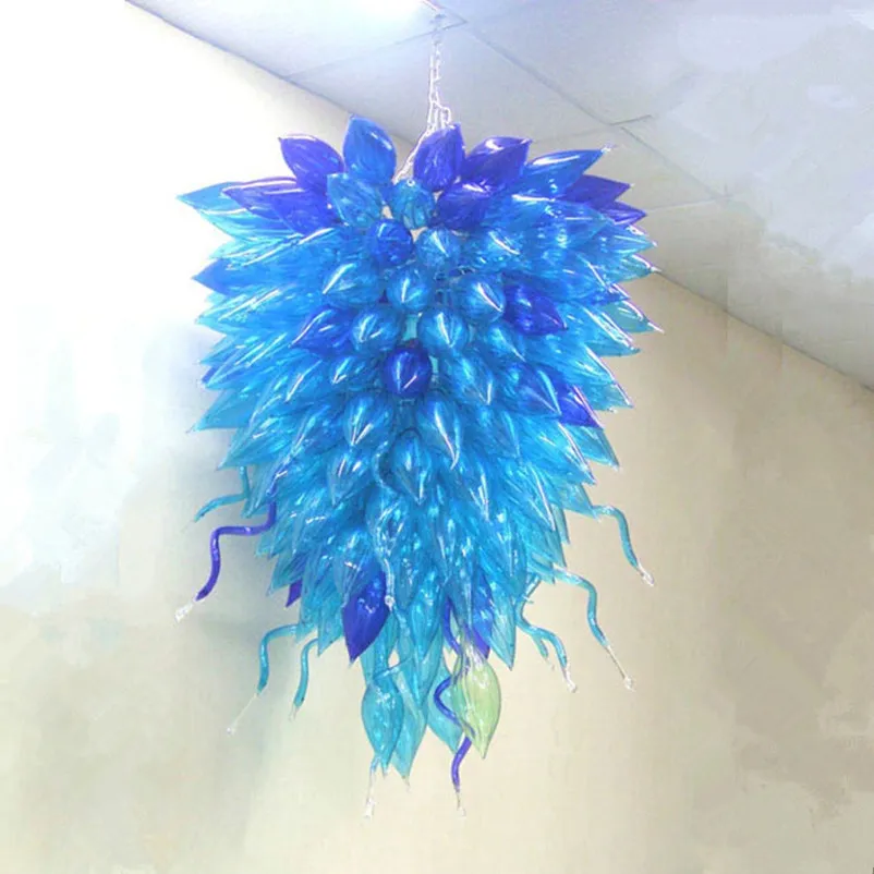 Blaue Glas-Pendelleuchte, luxuriöser Kronleuchter aus mundgeblasenem Glas, nordischer Stil, hängende LED-Leuchte im italienischen Design, chinesischer Lieferant, Hauskunst, Dekoration, benutzerdefiniert, 32 x 48 Zoll