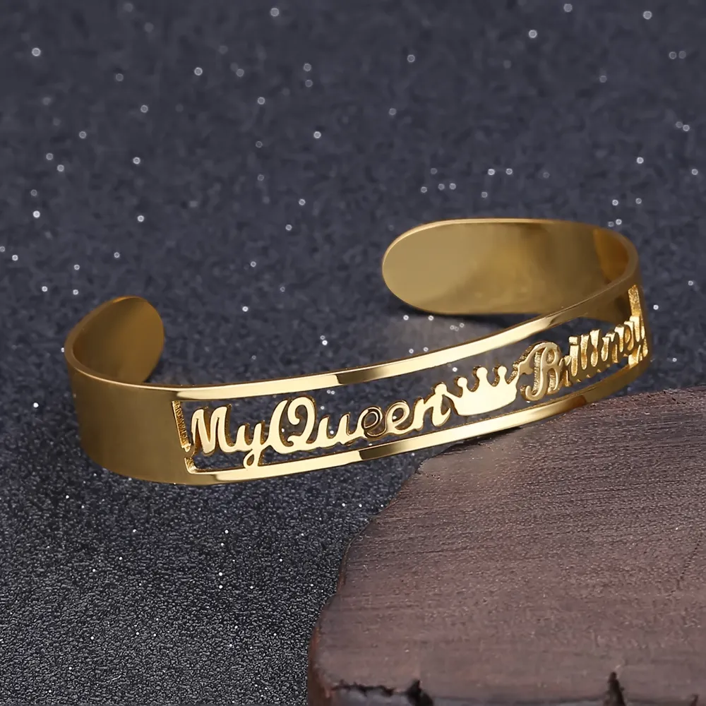 ZCiti Customized Name Armband Bangles Rose Gold / Guld / Silver Rostfritt Stål Personlig handlänk för tjejer