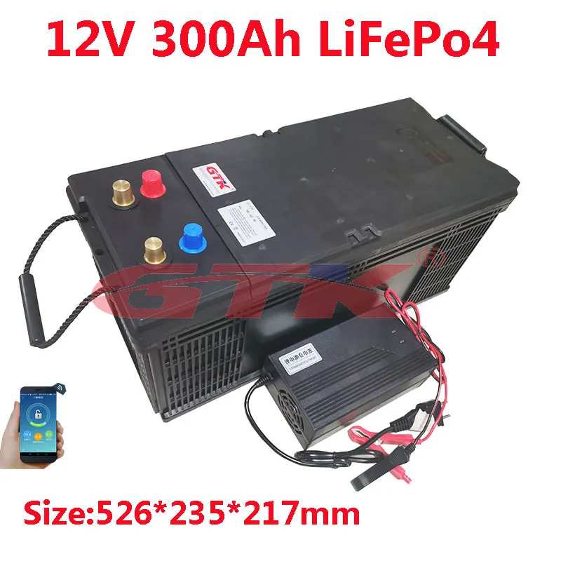 Diepe Cyclus LIFEPO4 Lithium-batterij 12V 300AH met BMS voor Solar System EV + 20A-oplader