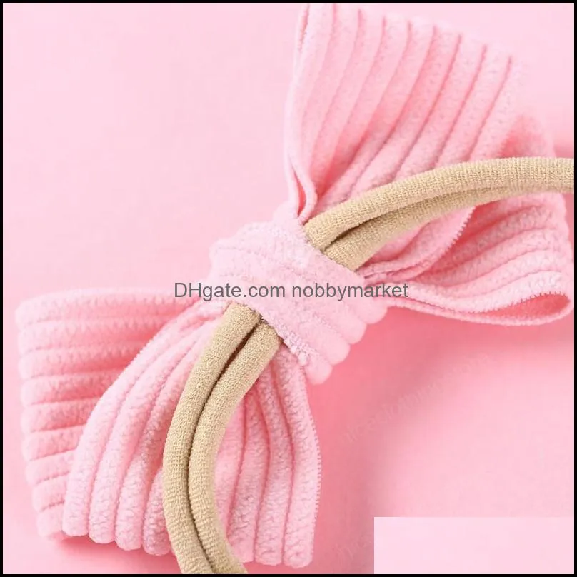 Baby Headband Stripe Infant Thin Nylon Hair Accessories Solid Color For Girls Autumn Winter Hairbands Children Corduroy Turban