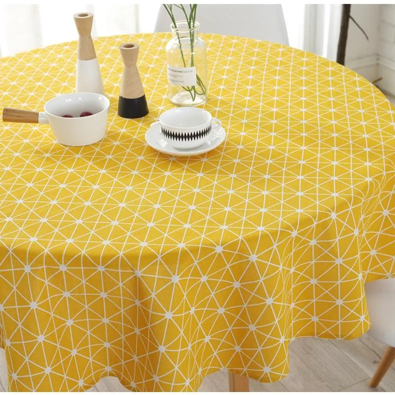 Cotton Linen Round Table Cloth Color Triangle Gray Arrow Printing Tablecloth Household Simple Table Decor Cloth Customized VT1941