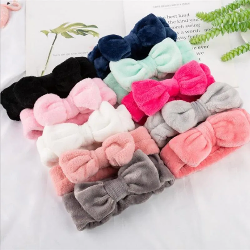 Solide corail polaire doux bandeau haut croisé Kont bandeau élastique bandeau pour femmes filles lavage visage Turban chapeaux accessoires