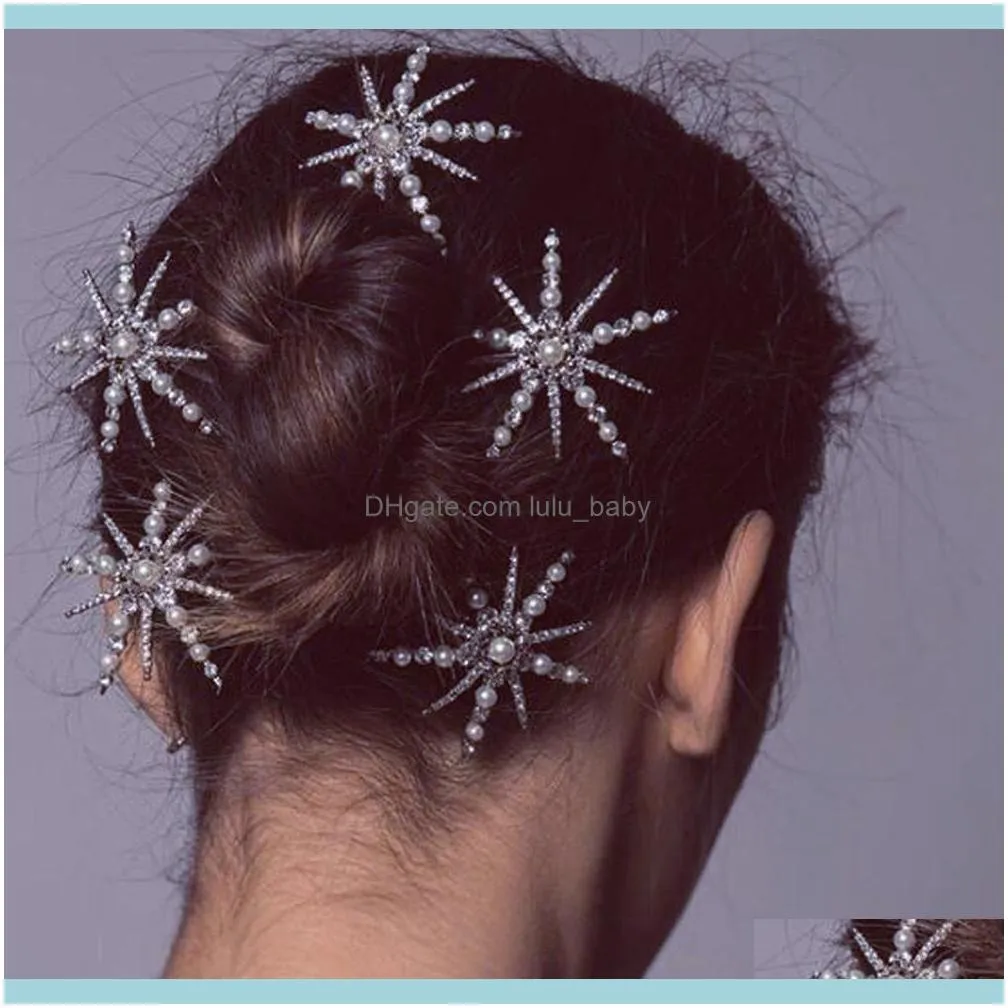 Diademas Joyería para el cabello Moda Nupcial Rhinestone Estrella Perlas Pasadores Aessories para mujeres Clips de cristal Pasadores Joyas para el cabello Entrega de gotas 2