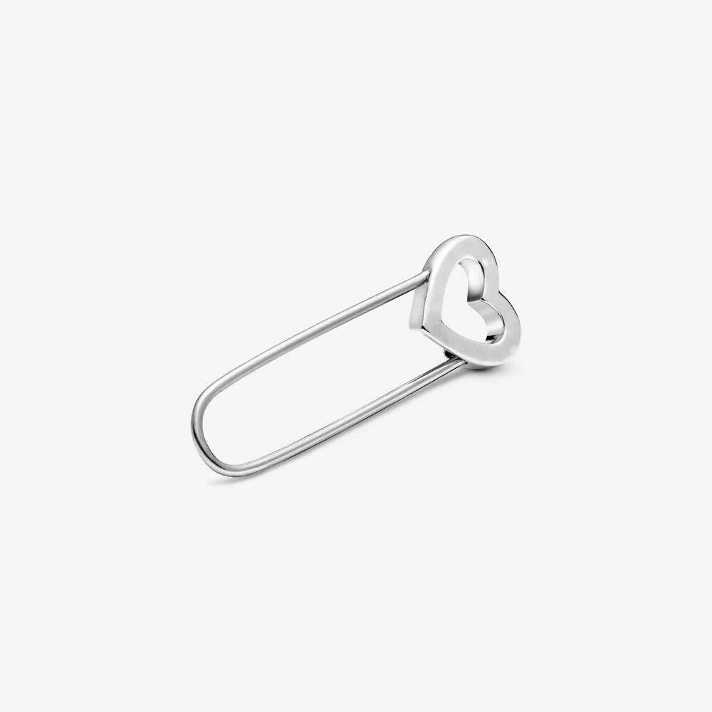 100% 925 Sterling Silver Me Safety Pin Brooch detaljerad med en hjärtformad lås Fit Original Mini Charms Fashion Wedding Jewelry Accessories