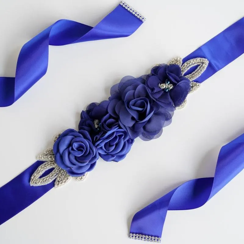 Bröllopssashes bälte ornament midjeband pärla strass tillbehör blomma brudklänning handgjorda simulerade ros