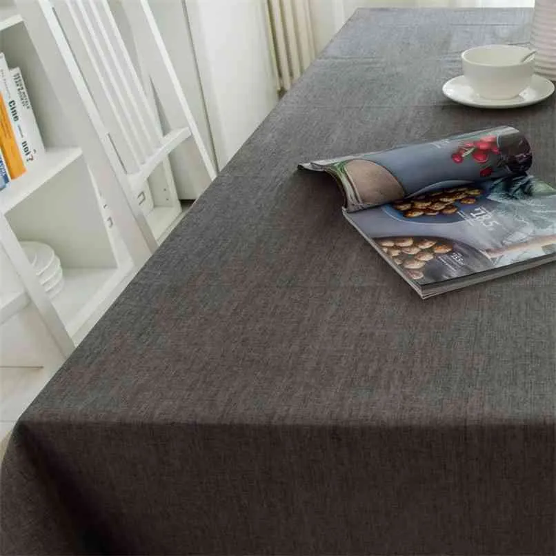 Nappe de table en lin de coton moderne imperméable carré fête banquet extérieur tissu couleur unie nappe couverture superposition 210626